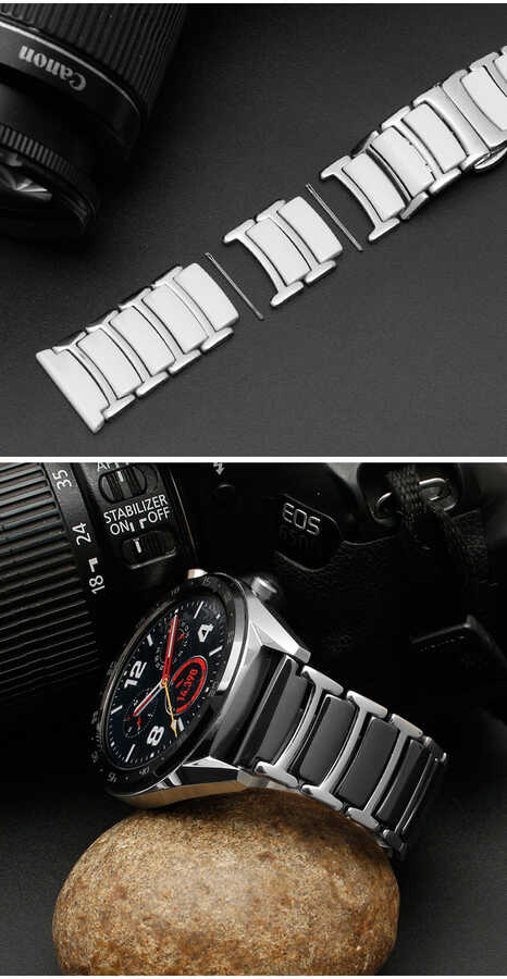 Huawei Watch GT 3 46mm Seramik Metal Kordon Beyaz-Gümüş