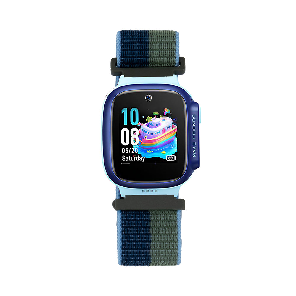Huawei Watch GT5 Pro 42mm Zore KRD-03 Çocuklara Özel Hasır Kordon Gri-Lacivert