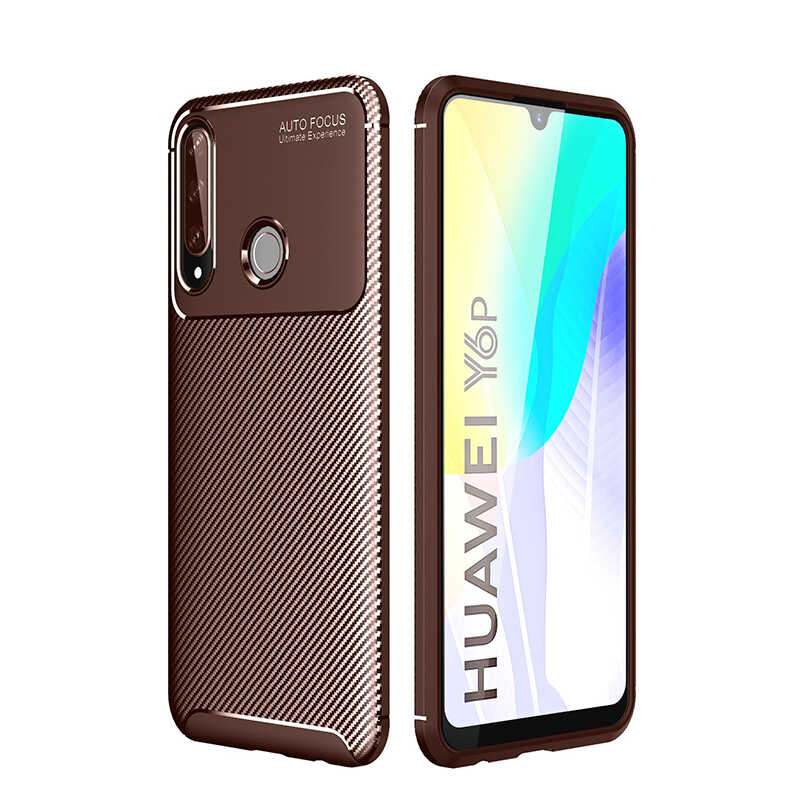 Huawei Y6P Kılıf Zore Negro Silikon Kapak Kahverengi