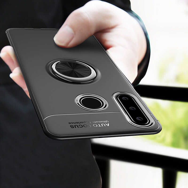 Huawei Y6P Kılıf Zore Ravel Silikon Kapak Siyah-Kırmızı