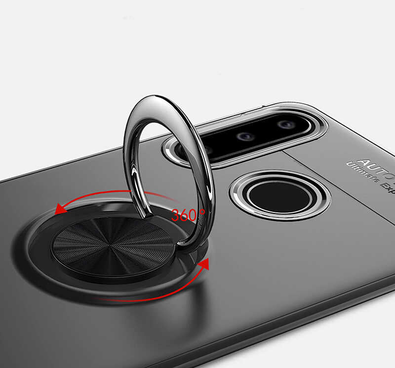 Huawei Y6P Kılıf Zore Ravel Silikon Kapak Siyah-Rose Gold