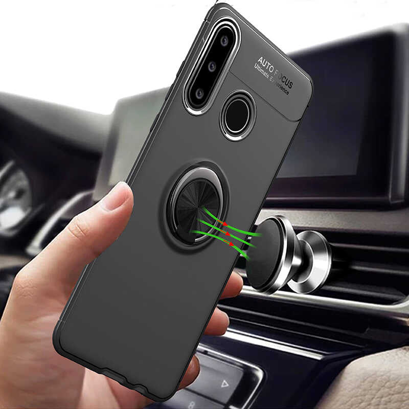 Huawei Y6P Kılıf Zore Ravel Silikon Kapak Siyah-Mavi