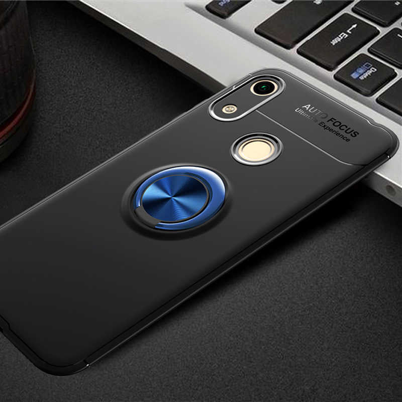 Huawei Y6S 2019 Kılıf Zore Ravel Silikon Kapak Siyah-Mavi