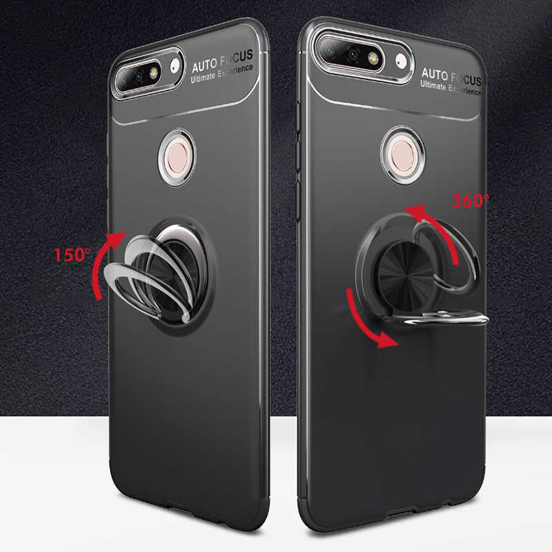 Huawei Y7 2018 Kılıf Zore Ravel Silikon Kapak Siyah-Rose Gold