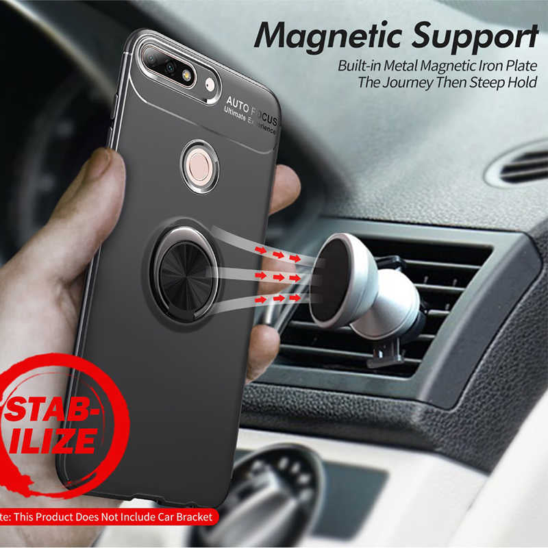 Huawei Y7 2018 Kılıf Zore Ravel Silikon Kapak Siyah-Mavi