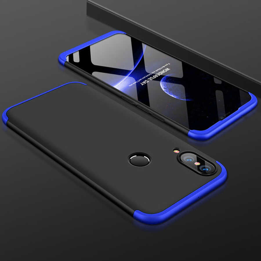 Huawei Y7 Prime 2019 Kılıf Zore Ays Kapak Siyah-Mavi