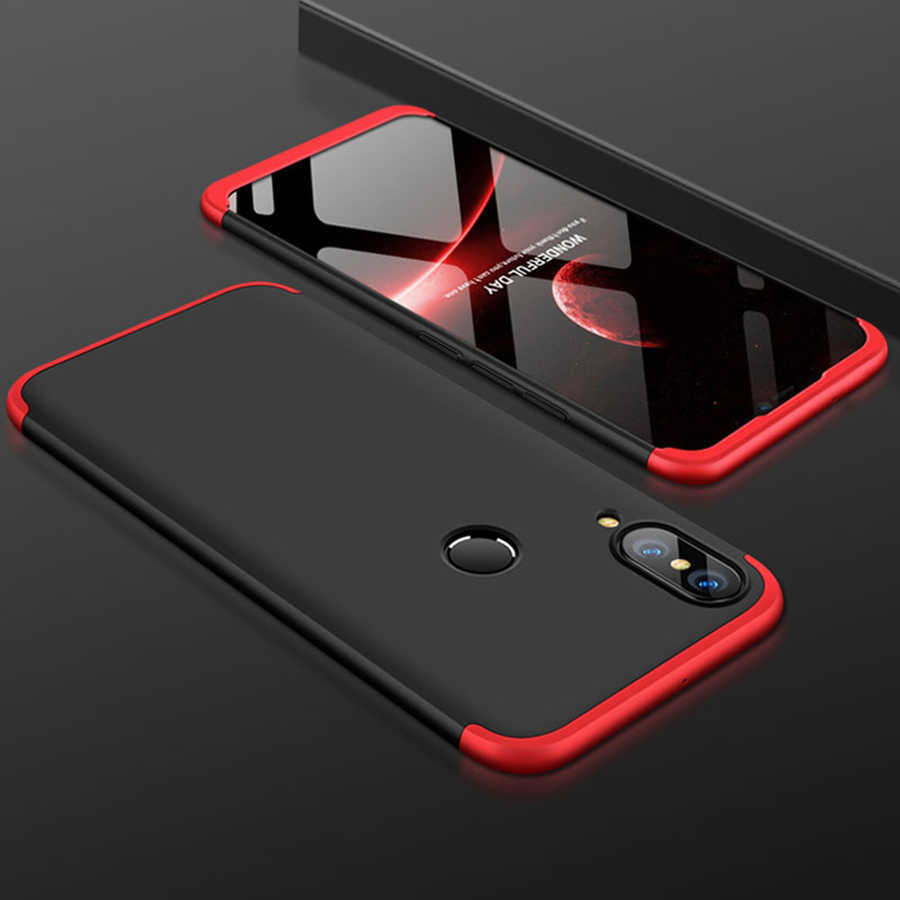 Huawei Y7 Prime 2019 Kılıf Zore Ays Kapak Siyah-Kırmızı