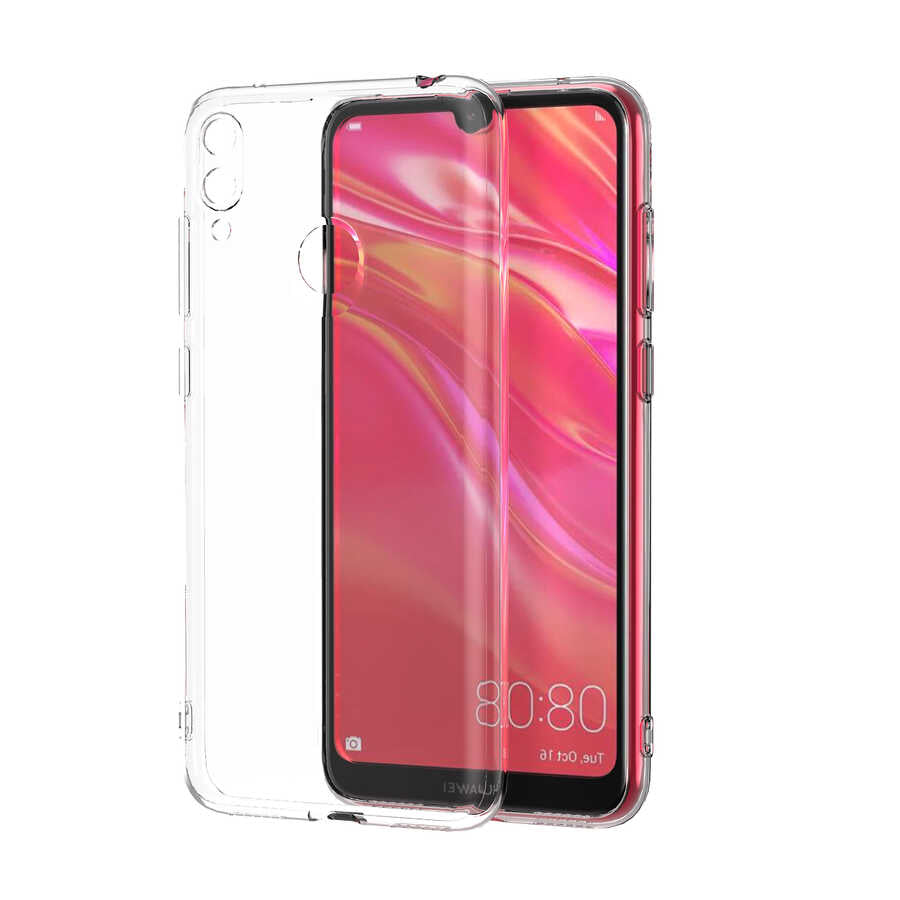 Huawei Y7 Prime 2019 Kılıf Zore Kamera Korumalı Süper Silikon Kapak Renksiz