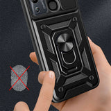İnfinix Hot 12i Kılıf Magnetik Standlı Kamera Korumalı Zore Sürgülü Vega Kapak Siyah