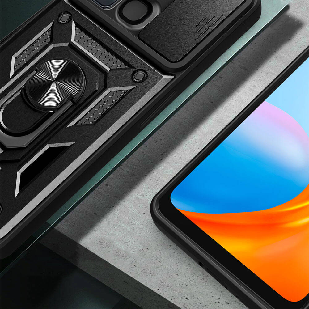 İnfinix Hot 20i Kılıf Magnetik Standlı Kamera Korumalı Zore Sürgülü Vega Kapak Mavi