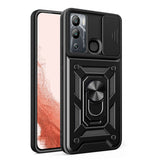 İnfinix Hot 20i Kılıf Magnetik Standlı Kamera Korumalı Zore Sürgülü Vega Kapak Mavi