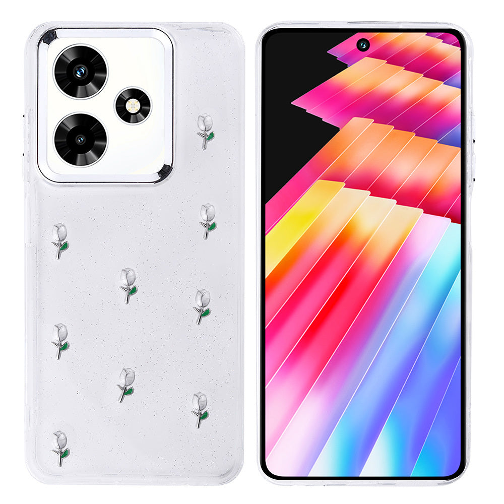 İnfinix Hot 30 Kılıf Airbag Tasarımlı Simli Şeffaf Zore Kutup Kapak Fiyonk