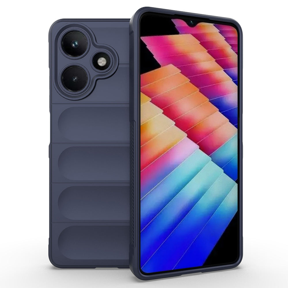 İnfinix Hot 30 Kılıf Esnek TPU Oyuklu Arka Yüzey Tasarımlı Zore Etnik Silikon Kapak Lacivert