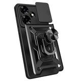 İnfinix Hot 30 Kılıf Magnetik Standlı Kamera Korumalı Zore Sürgülü Vega Kapak Mavi