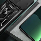 İnfinix Hot 30 Kılıf Magnetik Standlı Kamera Korumalı Zore Sürgülü Vega Kapak Siyah