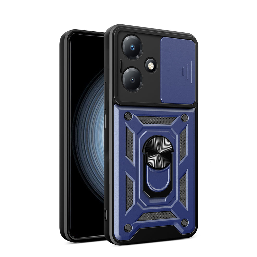 İnfinix Hot 30 Play Kılıf Magnetik Standlı Kamera Korumalı Zore Sürgülü Vega Kapak Siyah