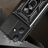 İnfinix Hot 30 Play Kılıf Magnetik Standlı Kamera Korumalı Zore Sürgülü Vega Kapak Siyah