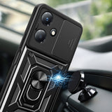 İnfinix Hot 30 Play Kılıf Magnetik Standlı Kamera Korumalı Zore Sürgülü Vega Kapak Siyah
