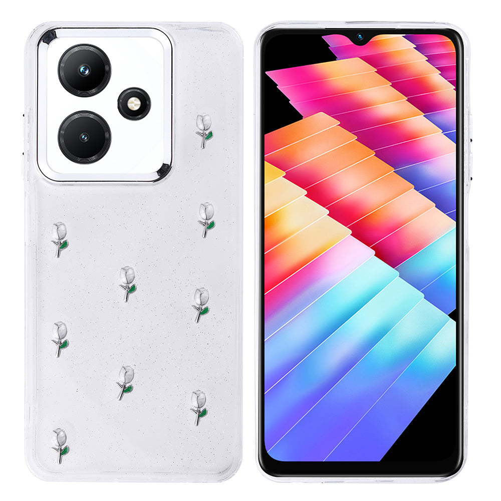 İnfinix Hot 30i Kılıf Airbag Tasarımlı Simli Şeffaf Zore Kutup Kapak Lale