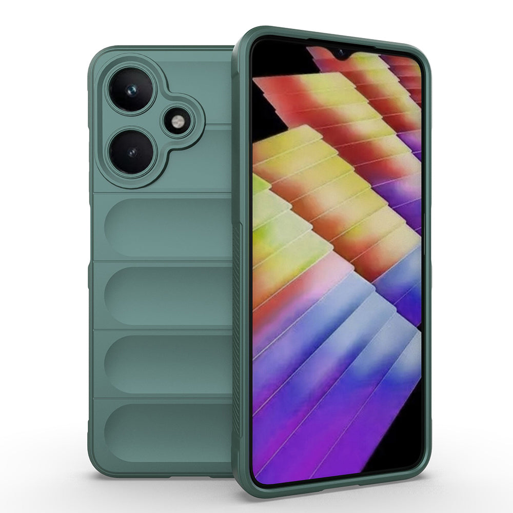 İnfinix Hot 30i Kılıf Esnek TPU Oyuklu Arka Yüzey Tasarımlı Zore Etnik Silikon Kapak Koyu Yeşil