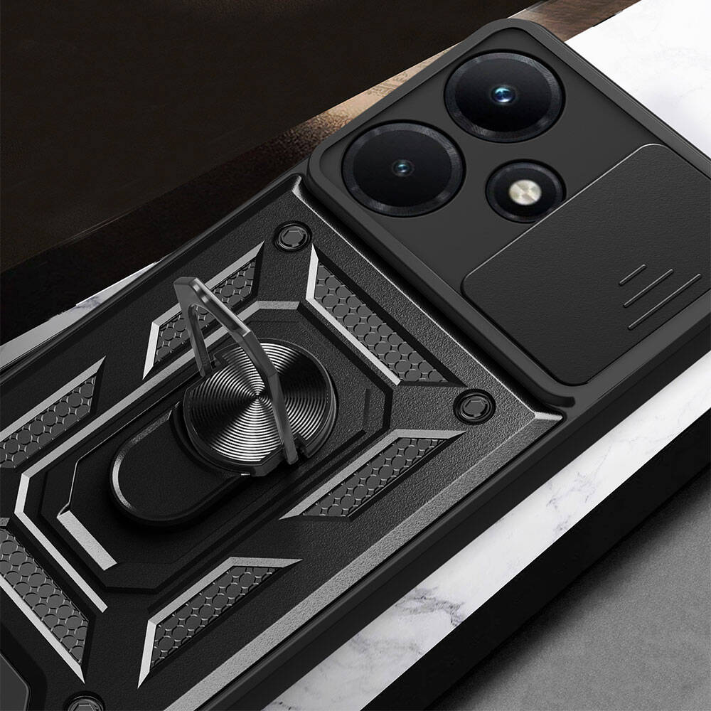 İnfinix Hot 30i Kılıf Magnetik Standlı Kamera Korumalı Zore Sürgülü Vega Kapak Mavi
