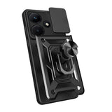 İnfinix Hot 30i Kılıf Magnetik Standlı Kamera Korumalı Zore Sürgülü Vega Kapak Mavi
