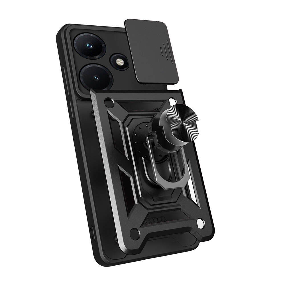 İnfinix Hot 30i Kılıf Magnetik Standlı Kamera Korumalı Zore Sürgülü Vega Kapak Mavi