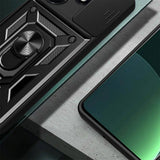 İnfinix Hot 30i Kılıf Magnetik Standlı Kamera Korumalı Zore Sürgülü Vega Kapak Mavi