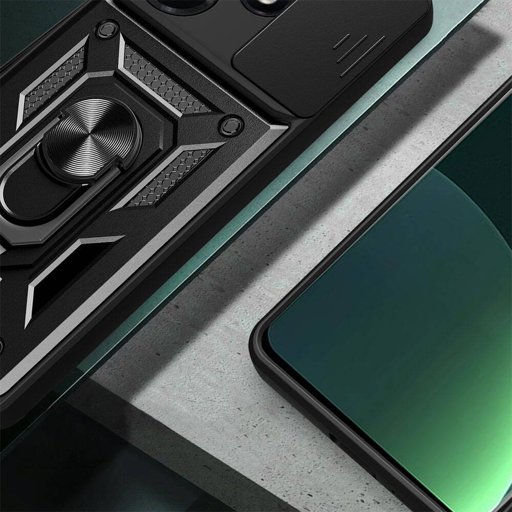 İnfinix Hot 30i Kılıf Magnetik Standlı Kamera Korumalı Zore Sürgülü Vega Kapak Mavi