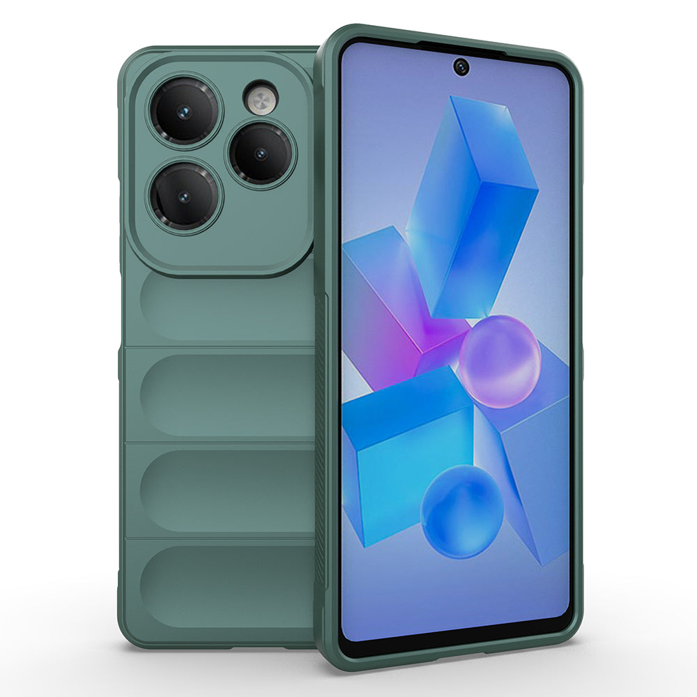 İnfinix Hot 40 Pro Kılıf Esnek TPU Oyuklu Arka Yüzey Tasarımlı Zore Etnik Silikon Kapak Koyu Yeşil