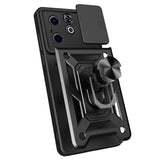İnfinix Hot 40i Kılıf Magnetik Standlı Kamera Korumalı Zore Sürgülü Vega Kapak Mavi