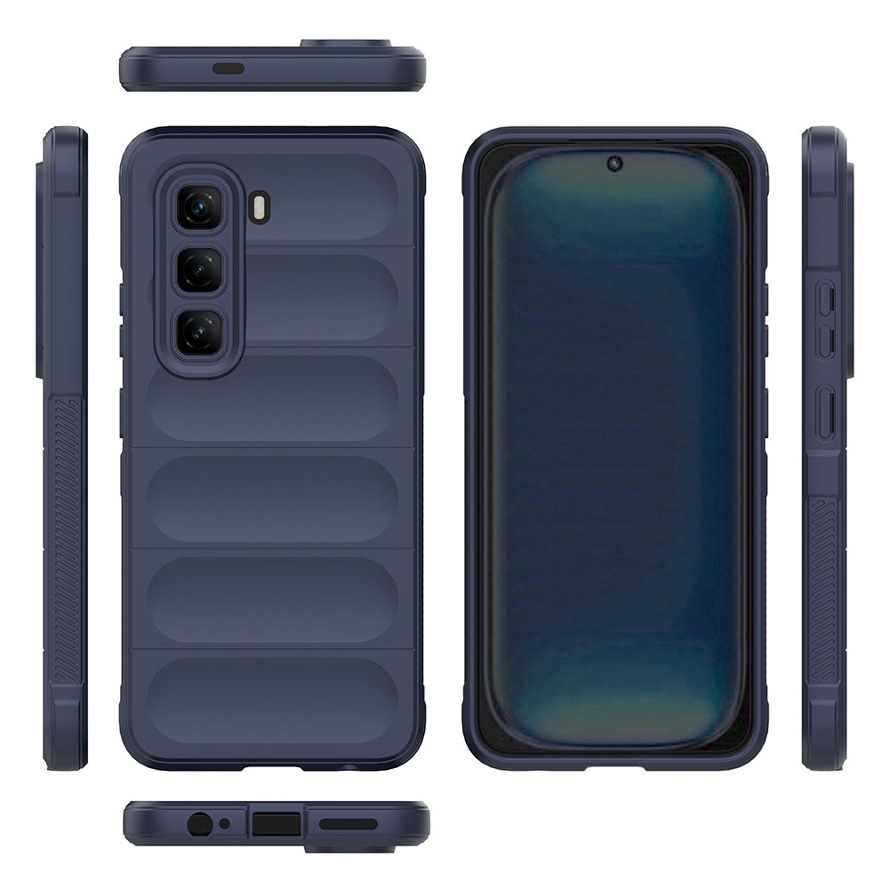 İnfinix Hot 50 4G Kılıf Esnek TPU Oyuklu Arka Yüzey Tasarımlı Zore Etnik Silikon Kapak Koyu Yeşil