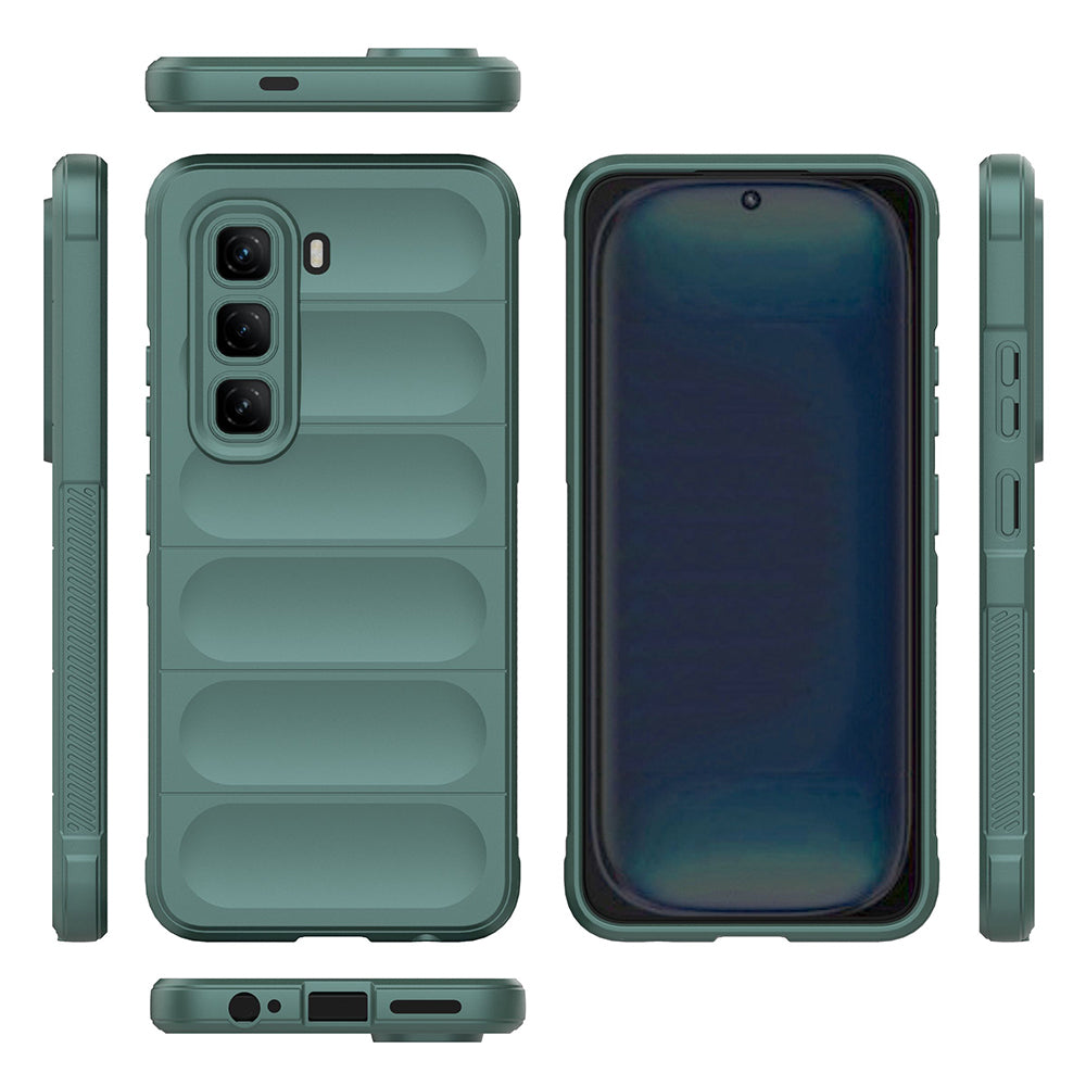 İnfinix Hot 50 4G Kılıf Esnek TPU Oyuklu Arka Yüzey Tasarımlı Zore Etnik Silikon Kapak Koyu Yeşil