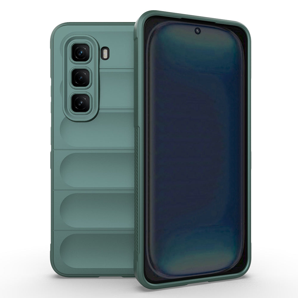 İnfinix Hot 50 Pro 4G Kılıf Esnek TPU Oyuklu Arka Yüzey Tasarımlı Zore Etnik Silikon Kapak Koyu Yeşil