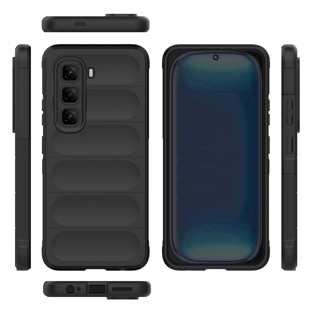 İnfinix Hot 50 Pro 4G Kılıf Esnek TPU Oyuklu Arka Yüzey Tasarımlı Zore Etnik Silikon Kapak Koyu Yeşil