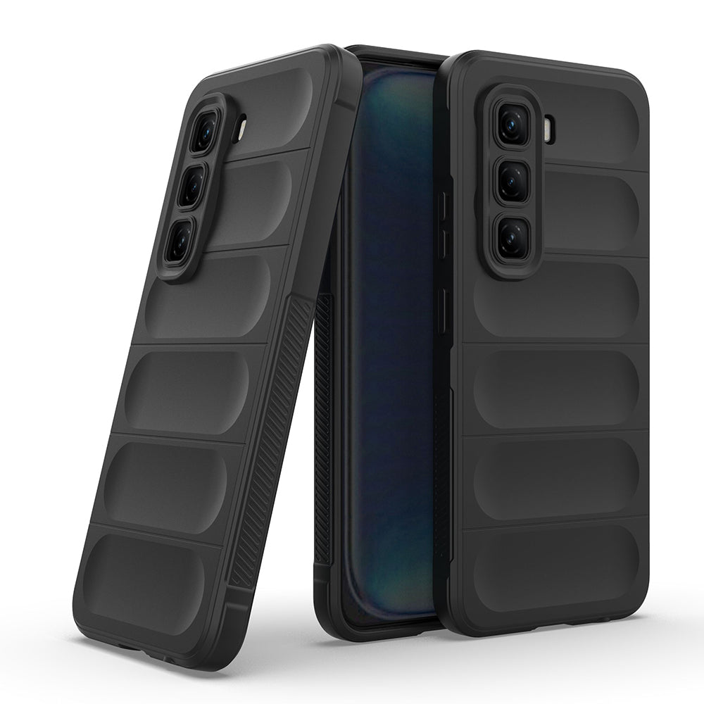 İnfinix Hot 50 Pro 4G Kılıf Esnek TPU Oyuklu Arka Yüzey Tasarımlı Zore Etnik Silikon Kapak Siyah