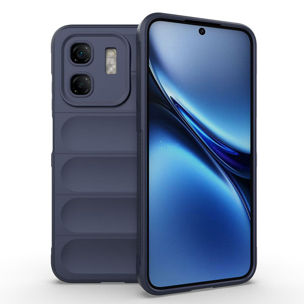 İnfinix Hot 50i 4G Kılıf Esnek TPU Oyuklu Arka Yüzey Tasarımlı Zore Etnik Silikon Kapak Lacivert