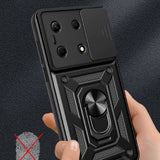 İnfinix Note 30 4G Kılıf Magnetik Standlı Kamera Korumalı Zore Sürgülü Vega Kapak Siyah