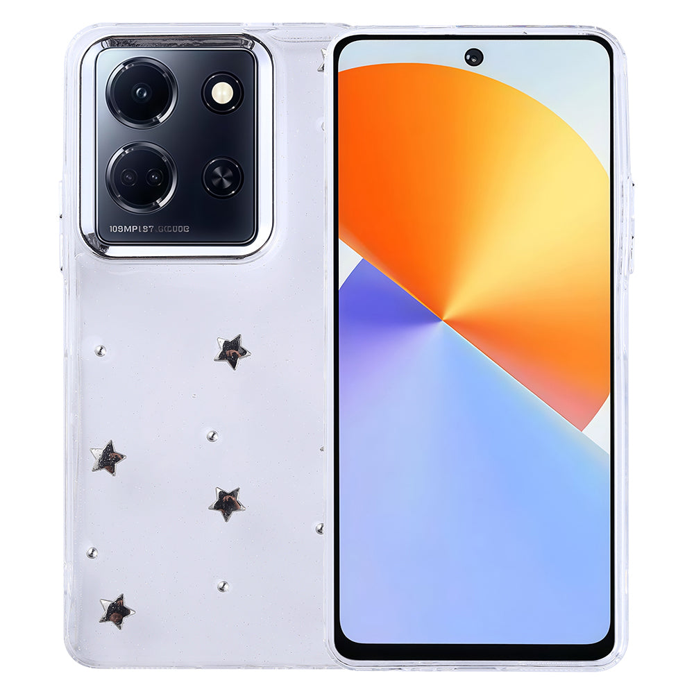 İnfinix Note 30 5G Kılıf Airbag Tasarımlı Simli Şeffaf Zore Kutup Kapak Fiyonk