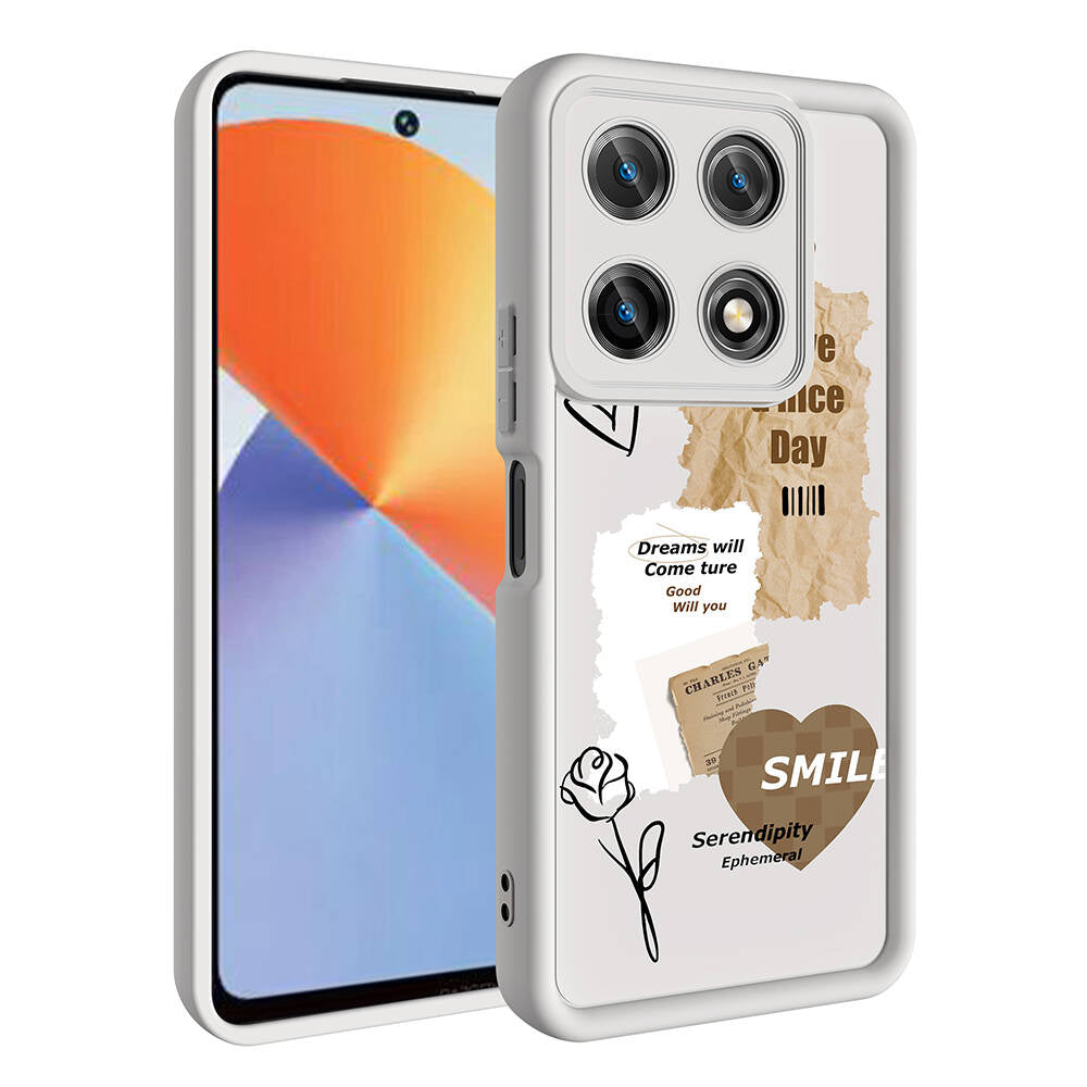 İnfinix Note 30 Pro Kılıf Kamera Korumalı Baskılı Arka Yüzey Zore Klas Kapak Koyu Kahve