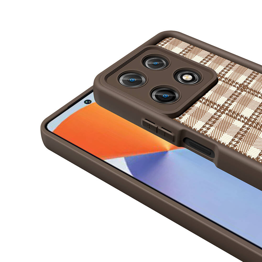 İnfinix Note 30 Pro Kılıf Kamera Korumalı Baskılı Arka Yüzey Zore Klas Kapak Koyu Kahve