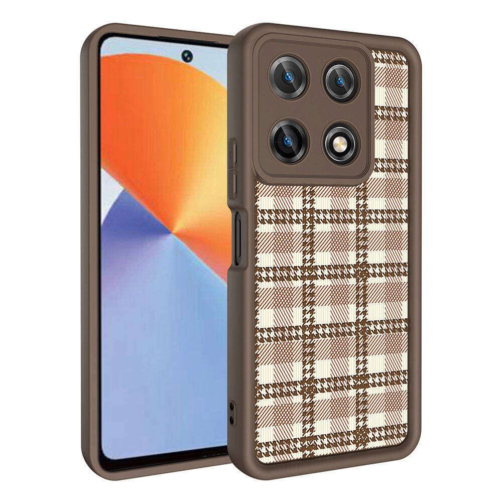 İnfinix Note 30 Pro Kılıf Kamera Korumalı Baskılı Arka Yüzey Zore Klas Kapak Koyu Kahve