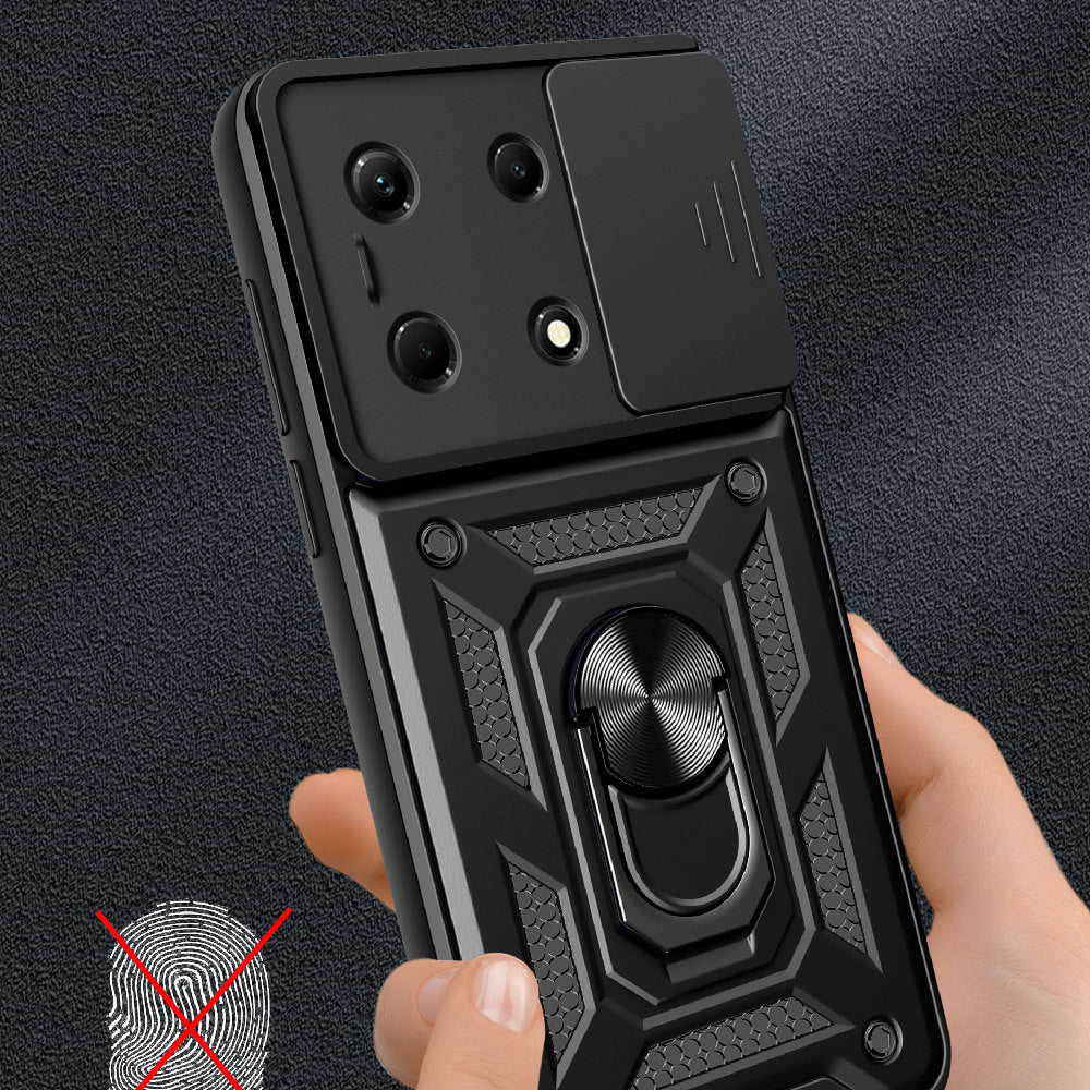 İnfinix Note 30 VIP Kılıf Magnetik Standlı Kamera Korumalı Zore Sürgülü Vega Kapak Lacivert