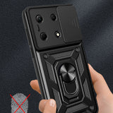 İnfinix Note 30 VIP Kılıf Magnetik Standlı Kamera Korumalı Zore Sürgülü Vega Kapak Siyah