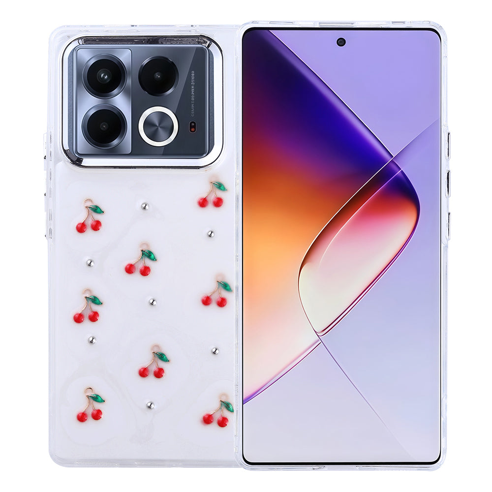 İnfinix Note 40 4G Kılıf Airbag Tasarımlı Simli Şeffaf Zore Kutup Kapak Kiraz