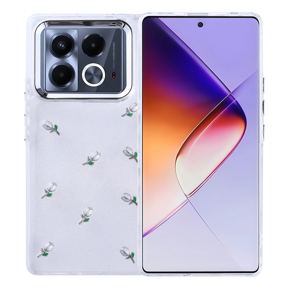İnfinix Note 40 Pro Kılıf Airbag Tasarımlı Simli Şeffaf Zore Kutup Kapak Lale