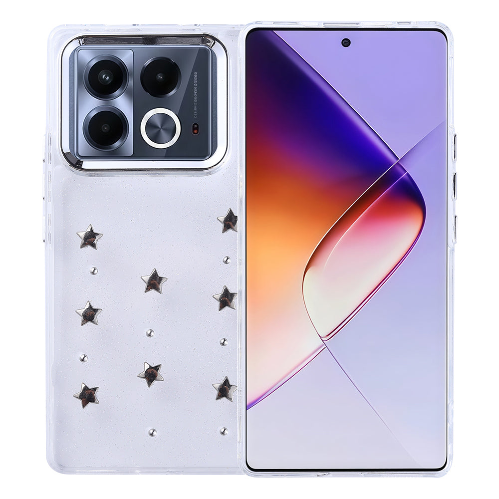 İnfinix Note 40 Pro Kılıf Airbag Tasarımlı Simli Şeffaf Zore Kutup Kapak Yıldız