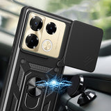 İnfinix Note 40 Pro Kılıf Magnetik Standlı Kamera Korumalı Zore Sürgülü Vega Kapak Mavi