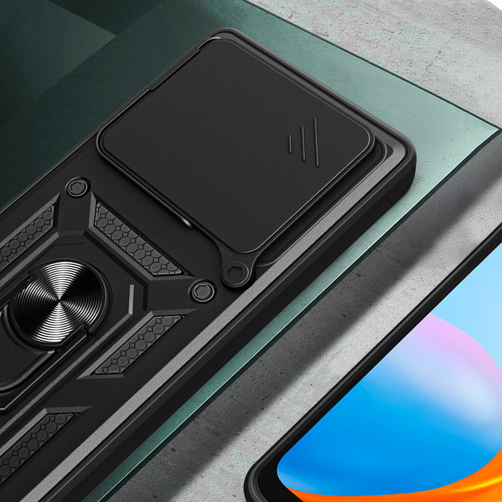 İnfinix Note 40 Pro Kılıf Magnetik Standlı Kamera Korumalı Zore Sürgülü Vega Kapak Siyah