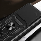 İnfinix Note 40 Pro Kılıf Magnetik Standlı Kamera Korumalı Zore Sürgülü Vega Kapak Siyah